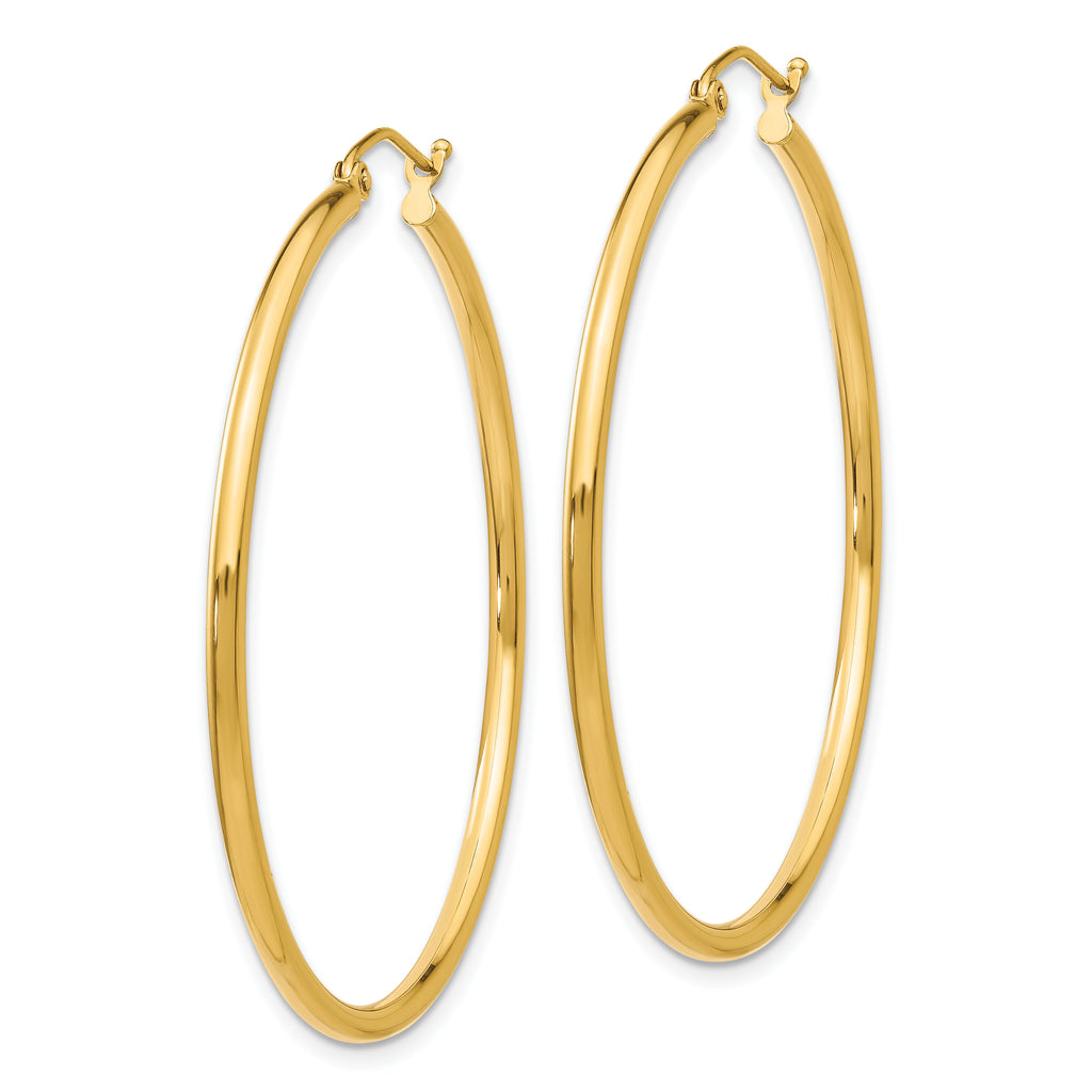 10K Polished 2mm Tube Hoop Earrings