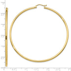 10K Polished 2mm Lightweight Tube Hoop Earrings