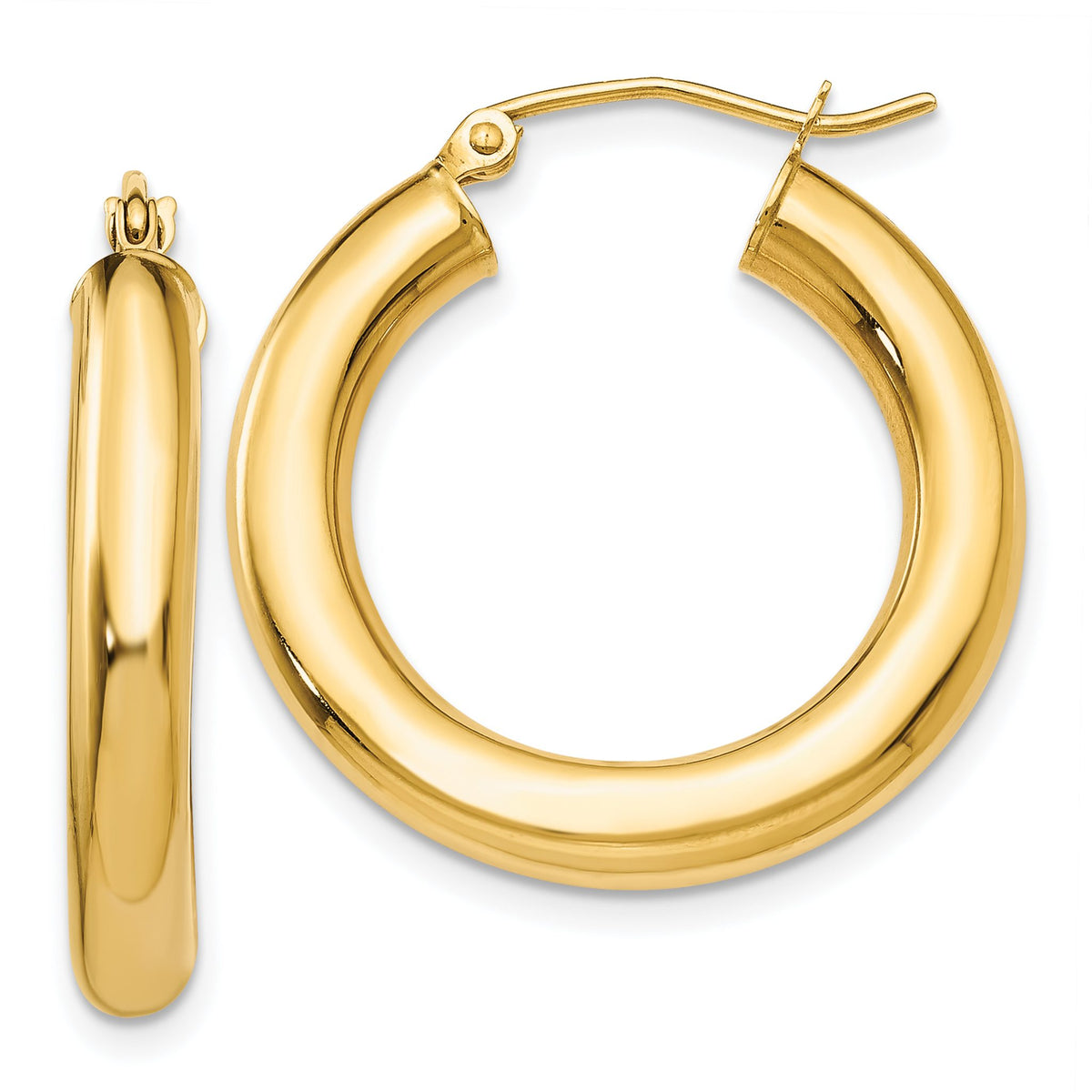 Tube Hoop Earrings in 10K Yellow Gold, 4x25mm Lightweight - Sophia Jewelers Main image