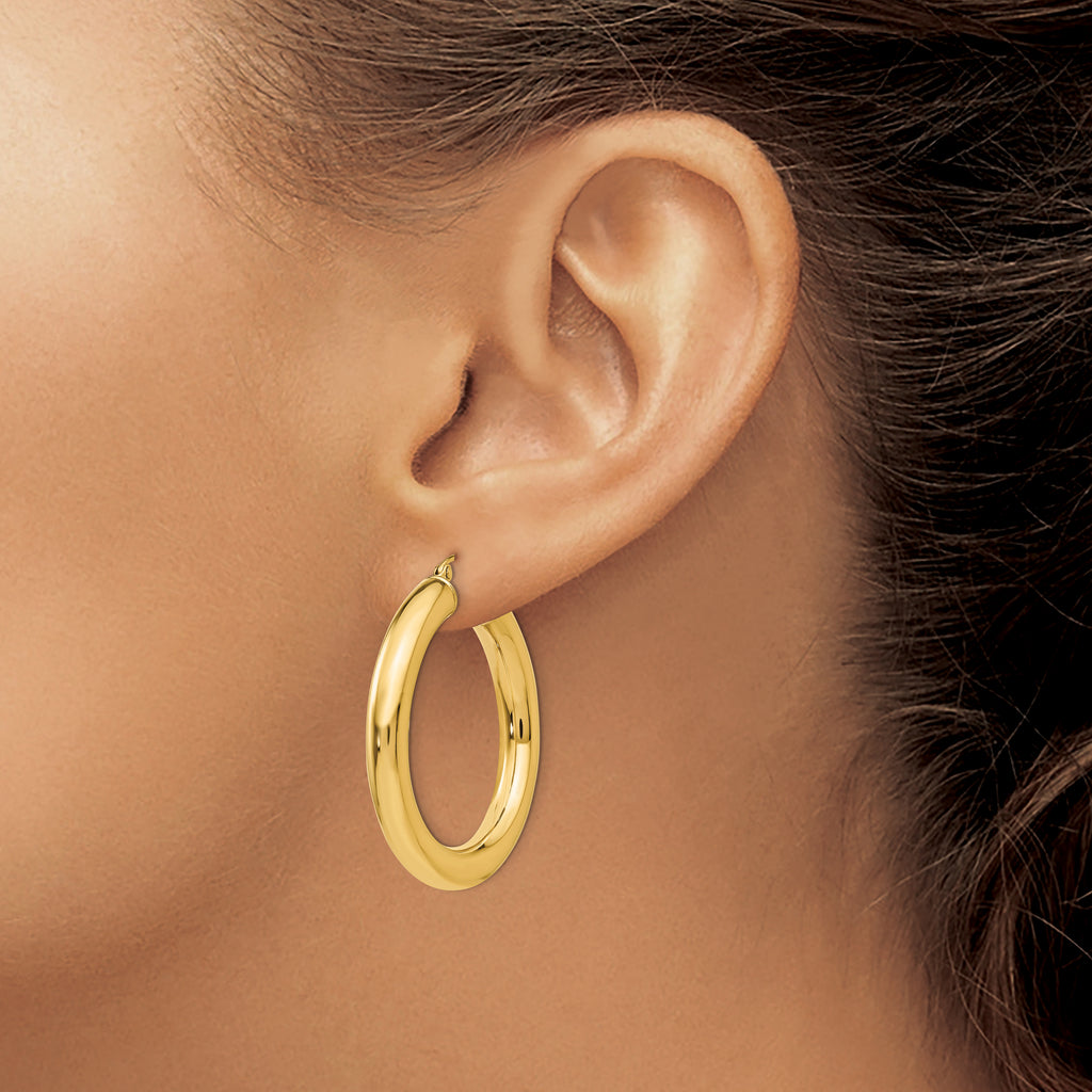 10k Yellow Gold Polished 5mm Lightweight Hoop Earrings