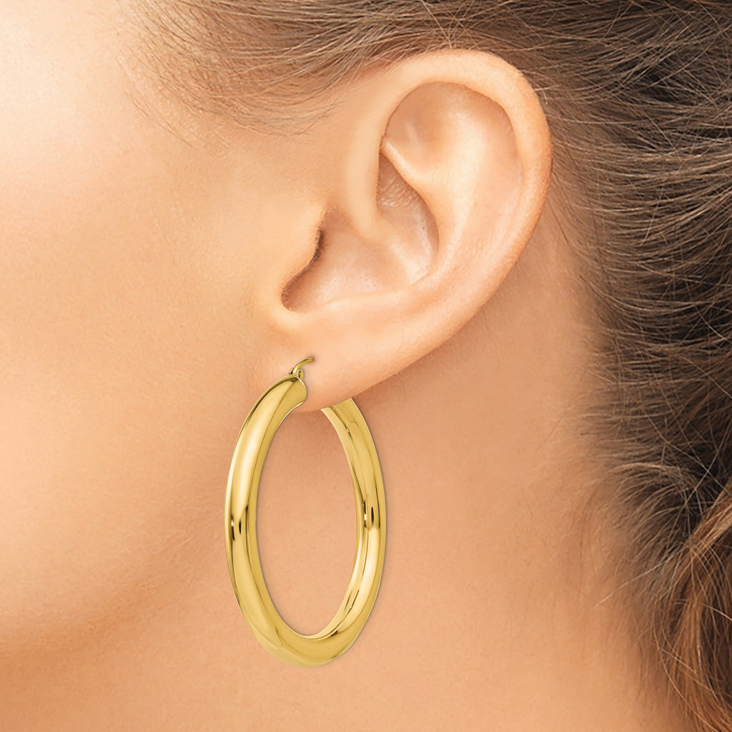 10k Polished 5mm Tube Hoop Earrings