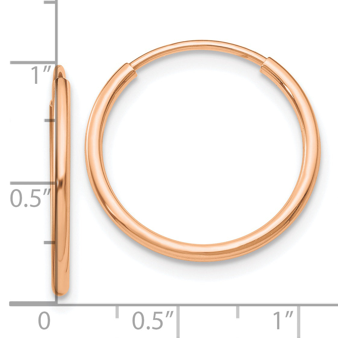 10k Rose Gold Polished Endless Tube Hoop Earrings Secondary image