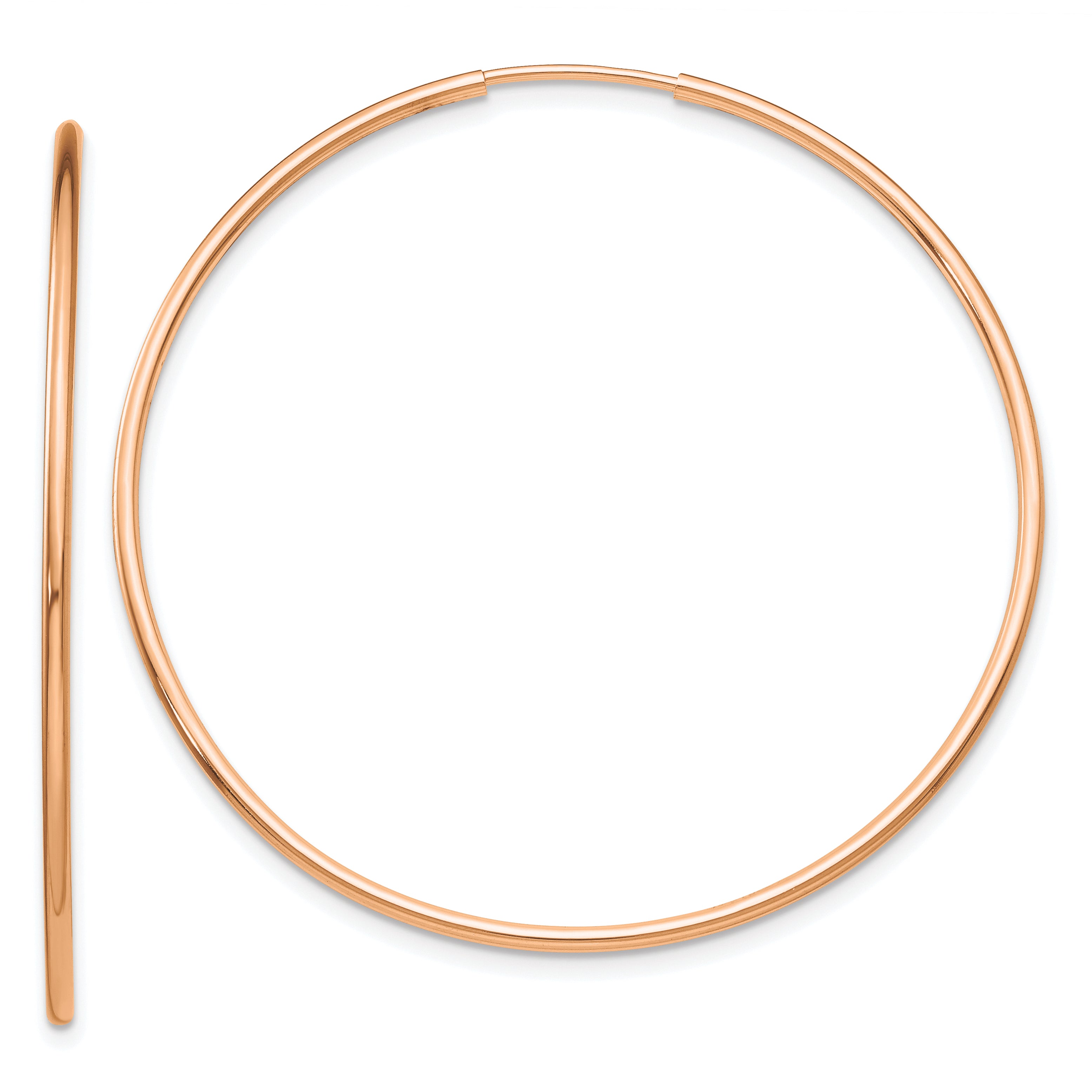 10k Rose Gold Polished Endless Tube Hoop Earrings Main image