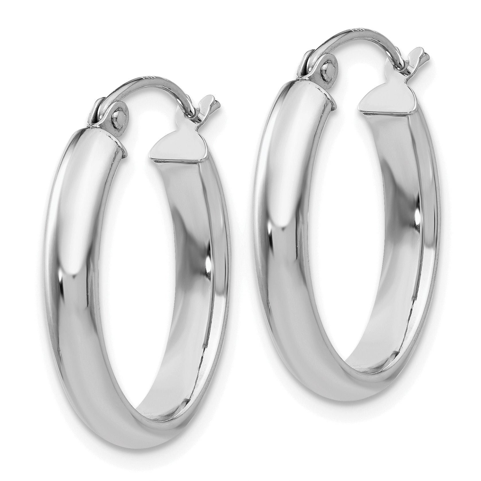 10k White Gold Polished 3.5mm Oval Hoop Earrings Secondary image