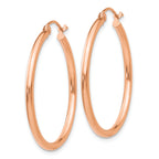 10K Rose Gold Polished 2mm Tube Hoop Earrings