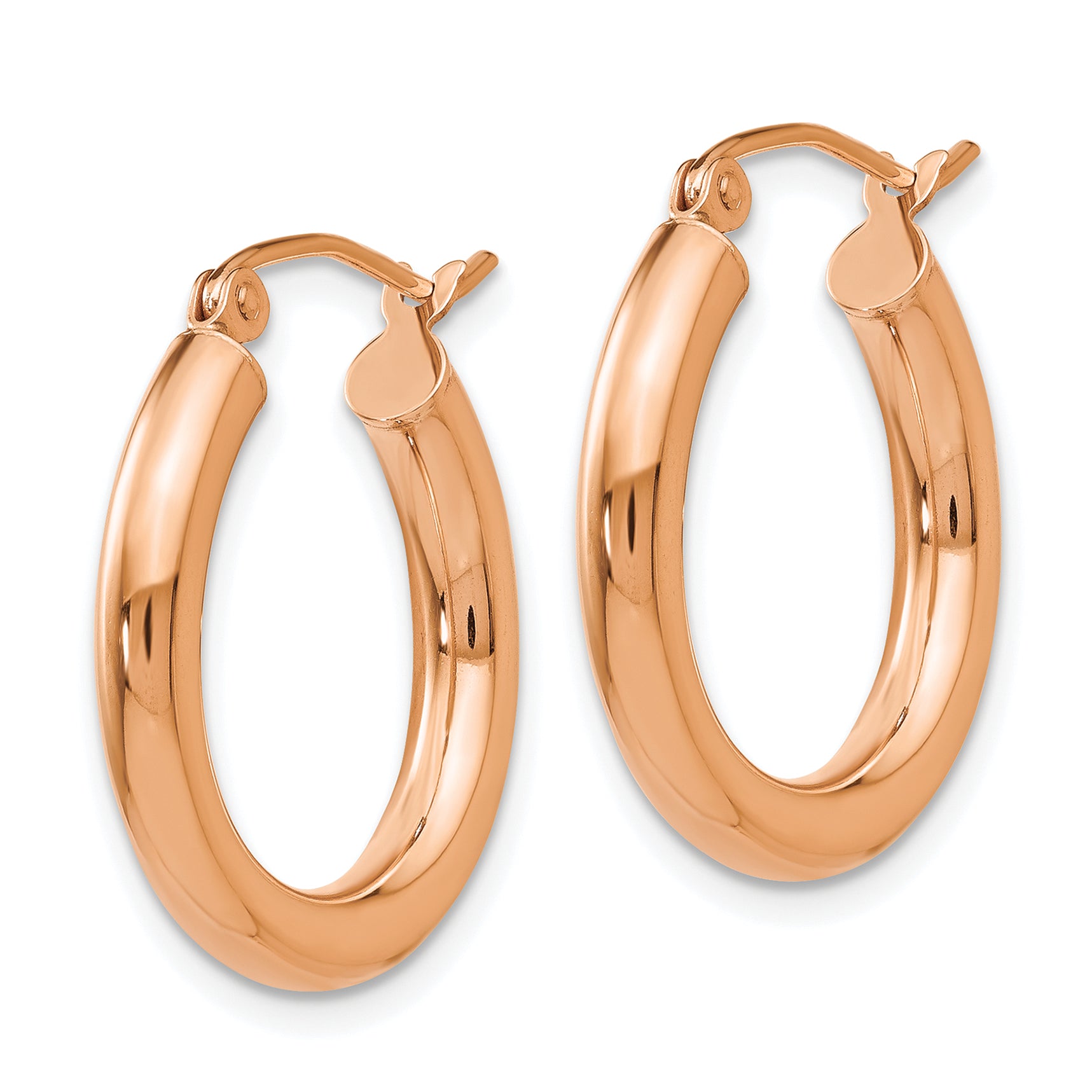 10K Rose Gold Polished 3mm Hoop Earrings Secondary image