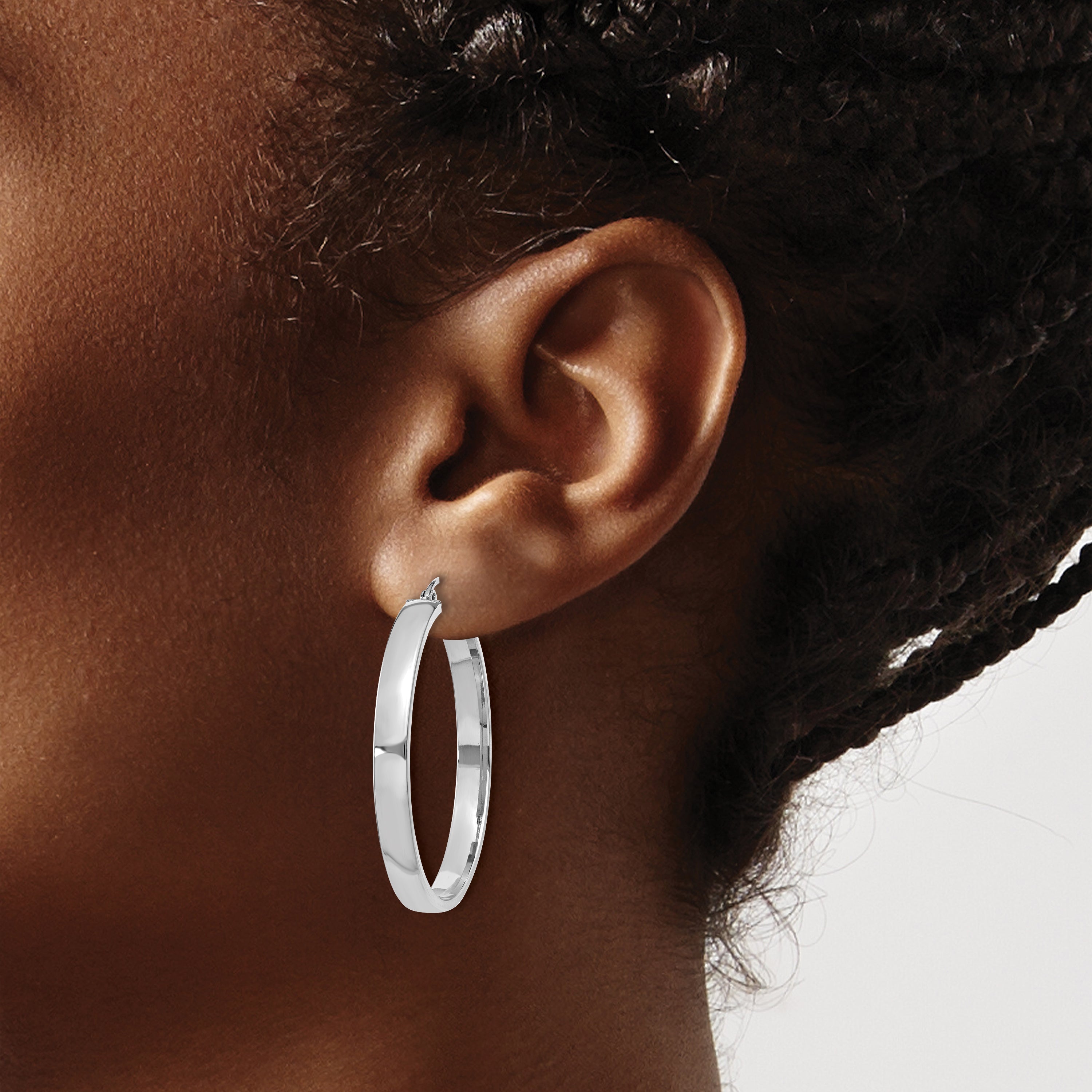 10k White Gold Polished Hoop Earring