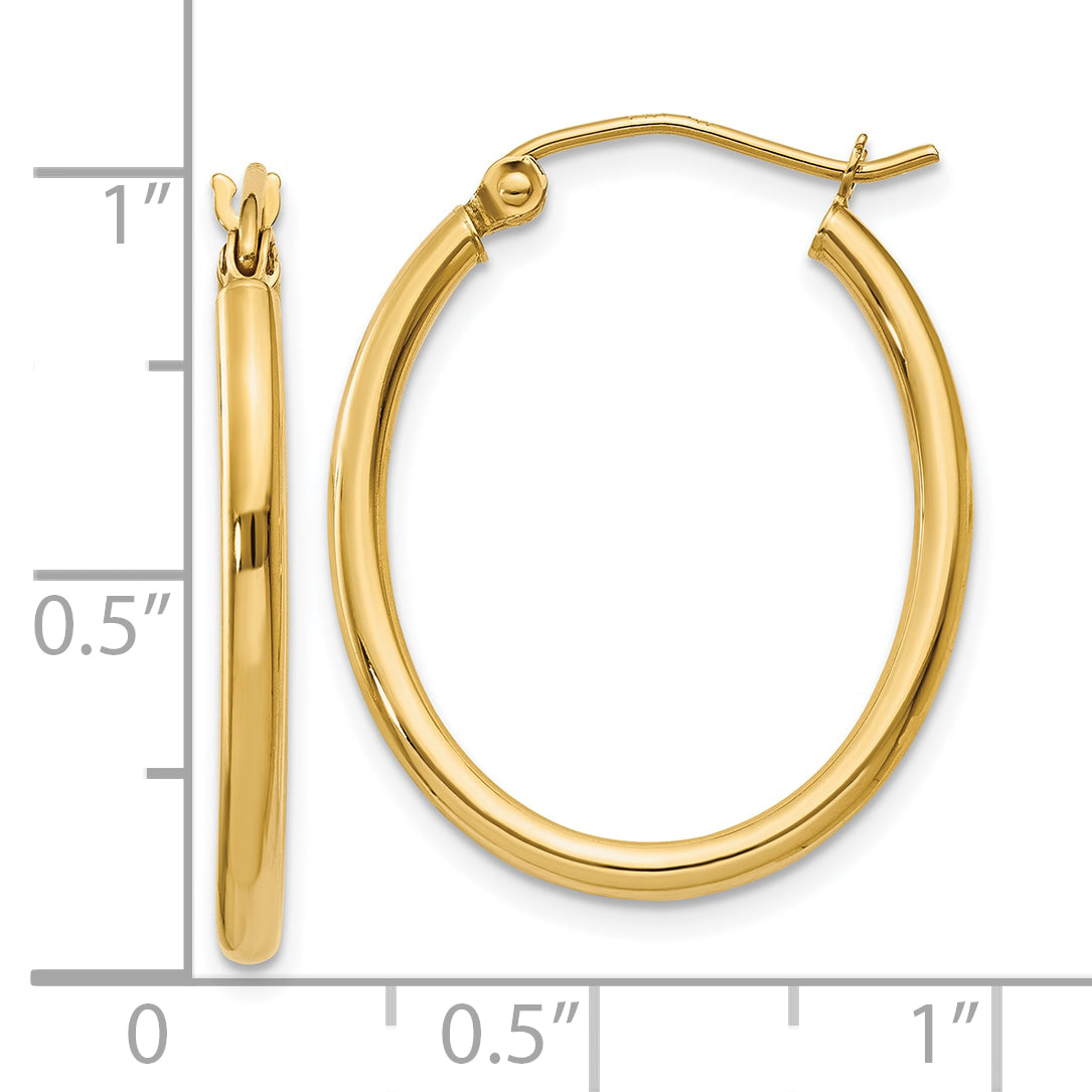 10k Oval Polished Hoop Earring