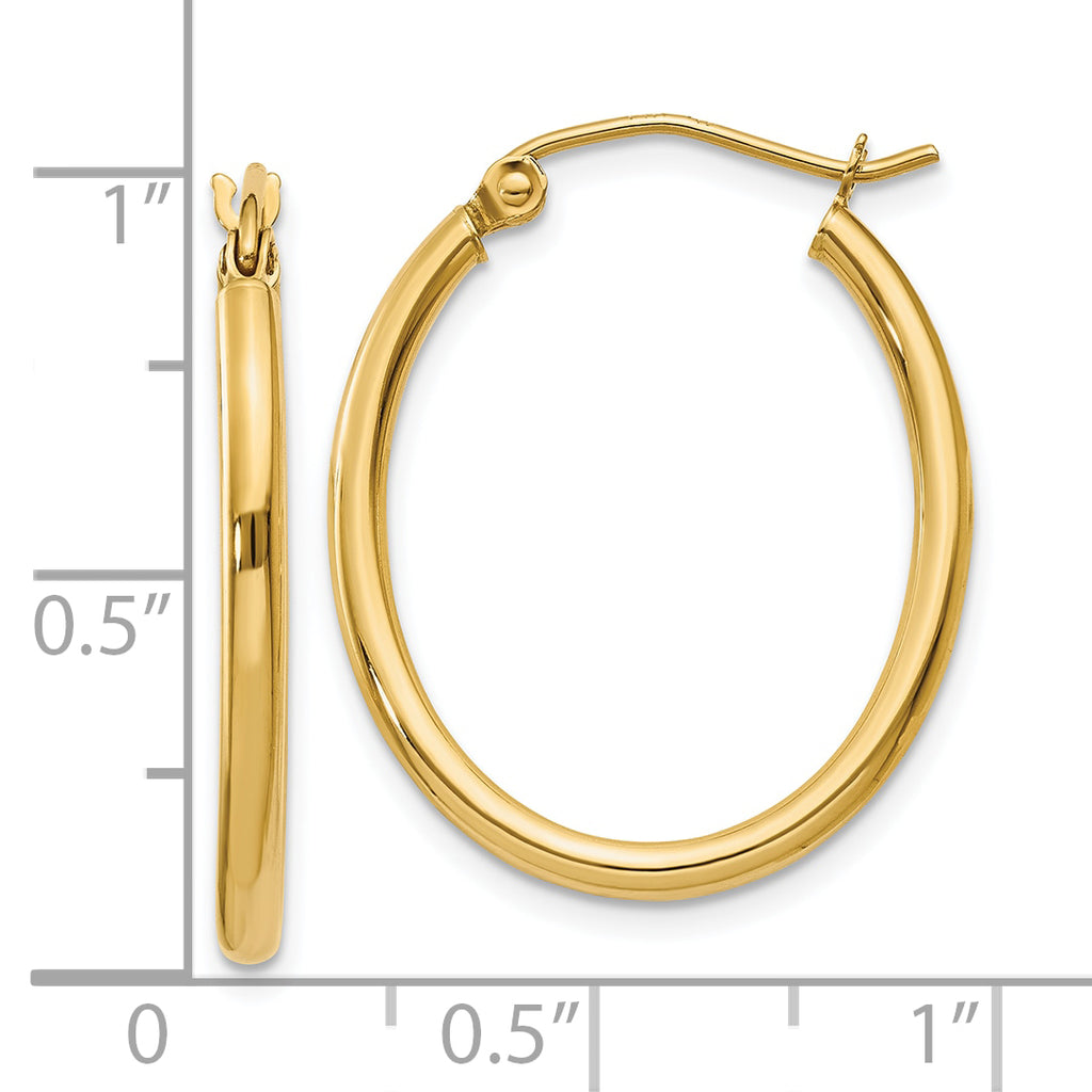 10k Oval Polished Hoop Earring