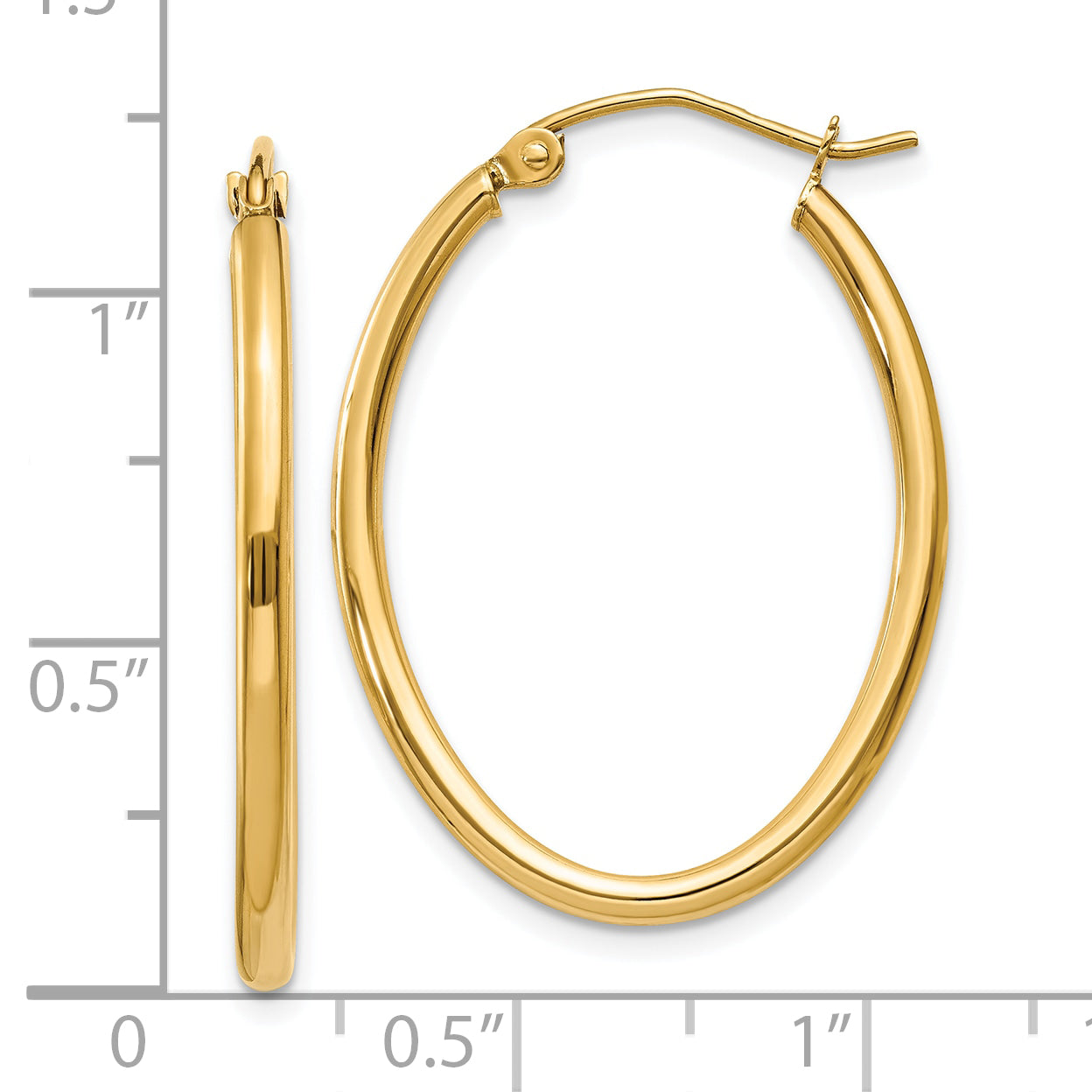 10k Oval Polished Hoop Earring