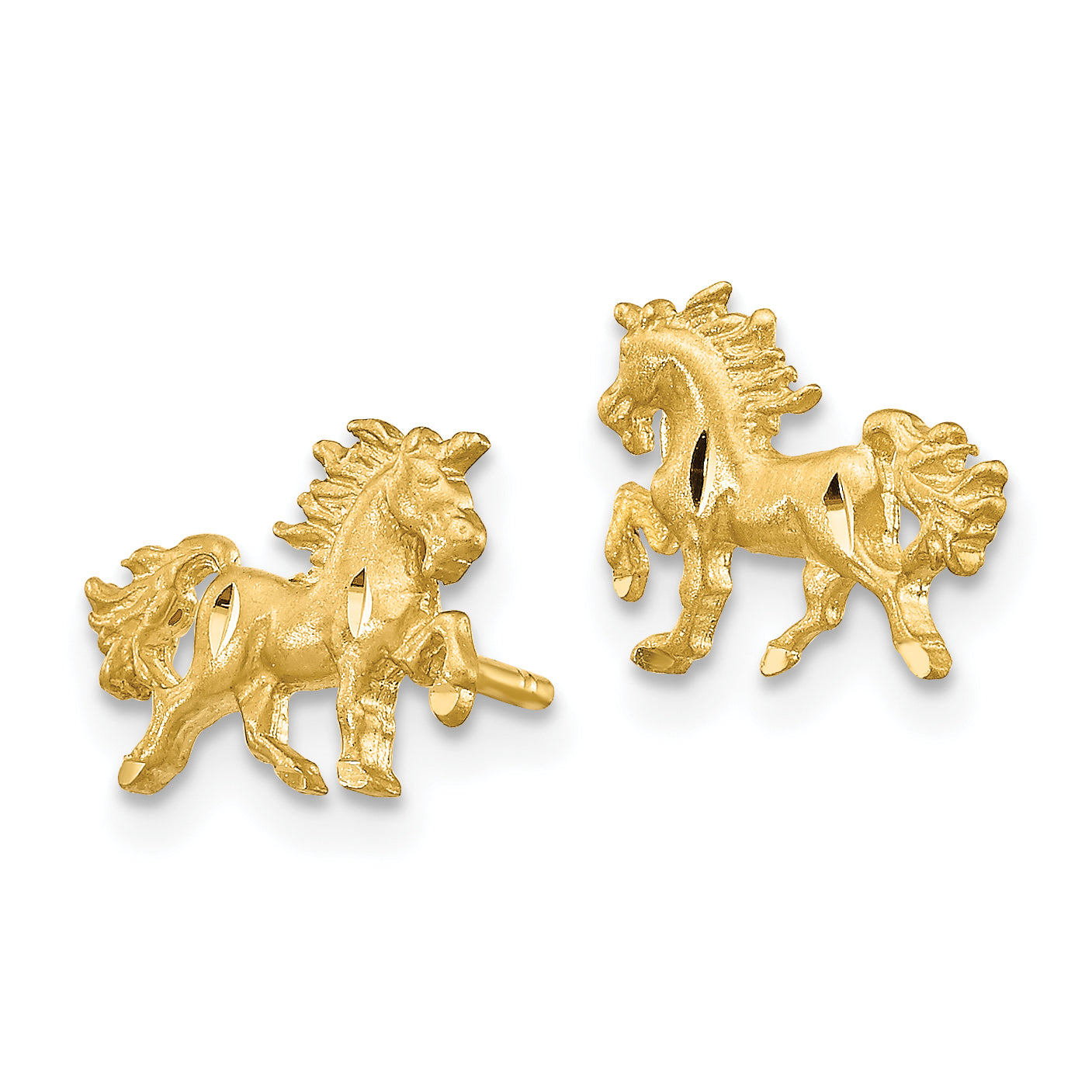 10k Satin Diamond-cut Unicorn Post Earrings Secondary image