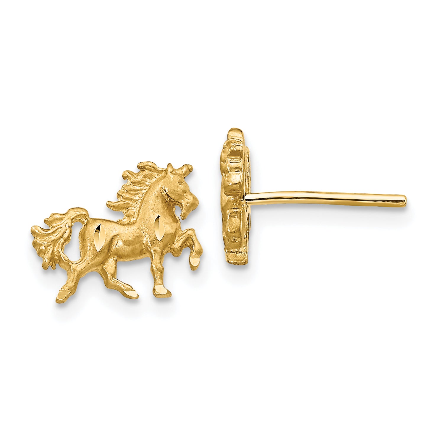 10k Satin Diamond-cut Unicorn Post Earrings Main image