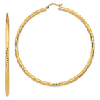 10k Lightweight 3mm Diamond-cut Hoop Earrings