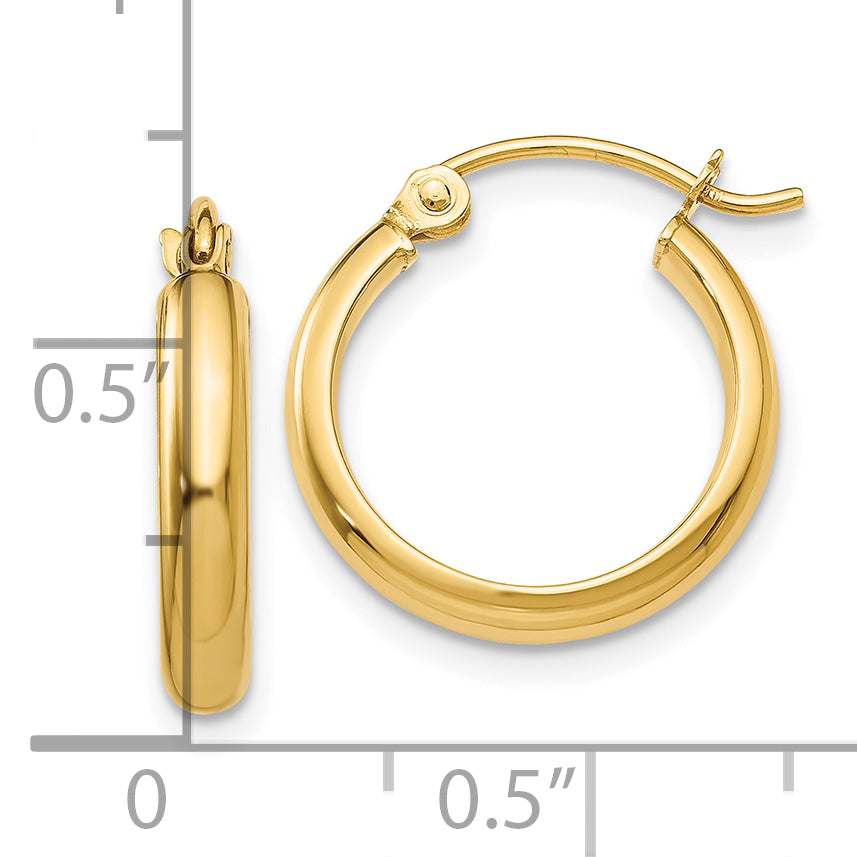 10k Round Tube Hoop Earrings