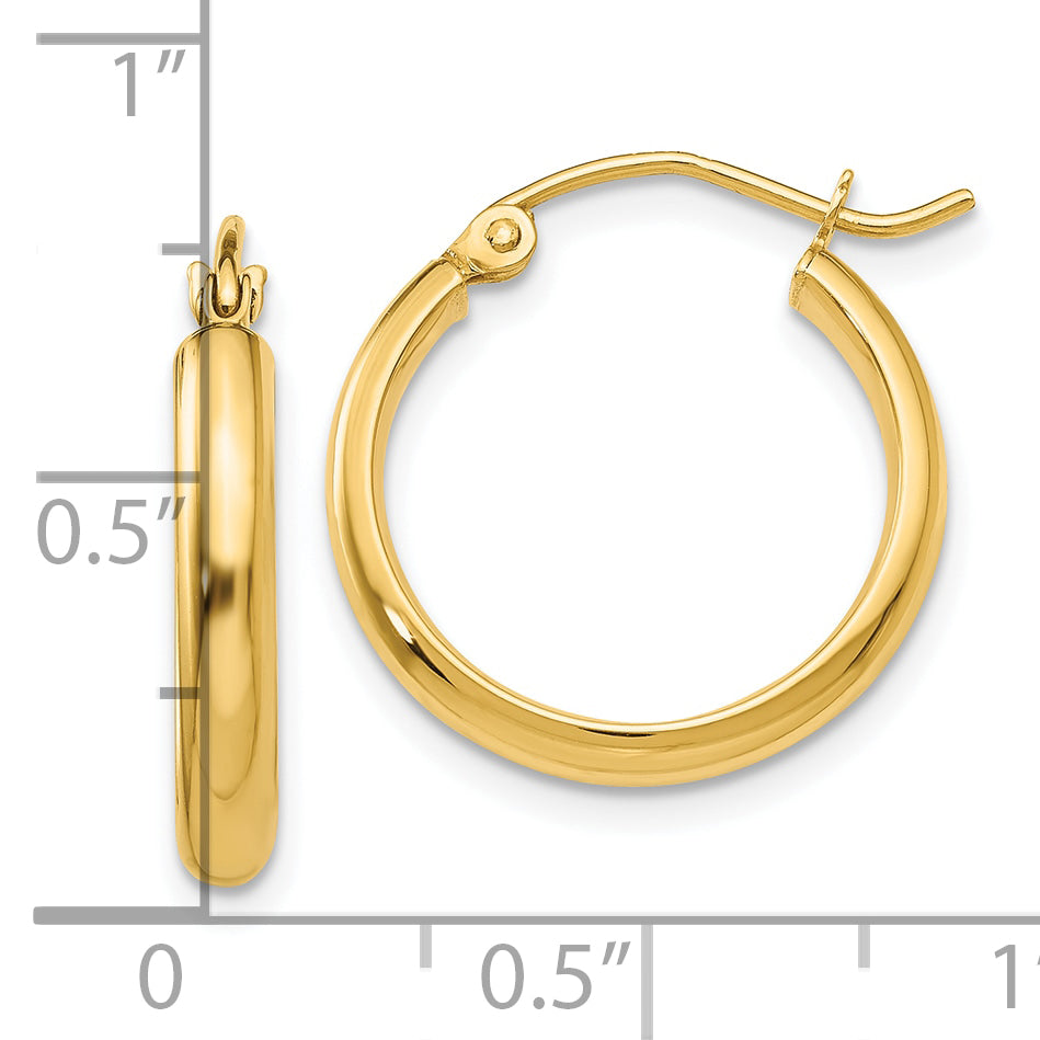 10k Round Tube Hoop Earrings