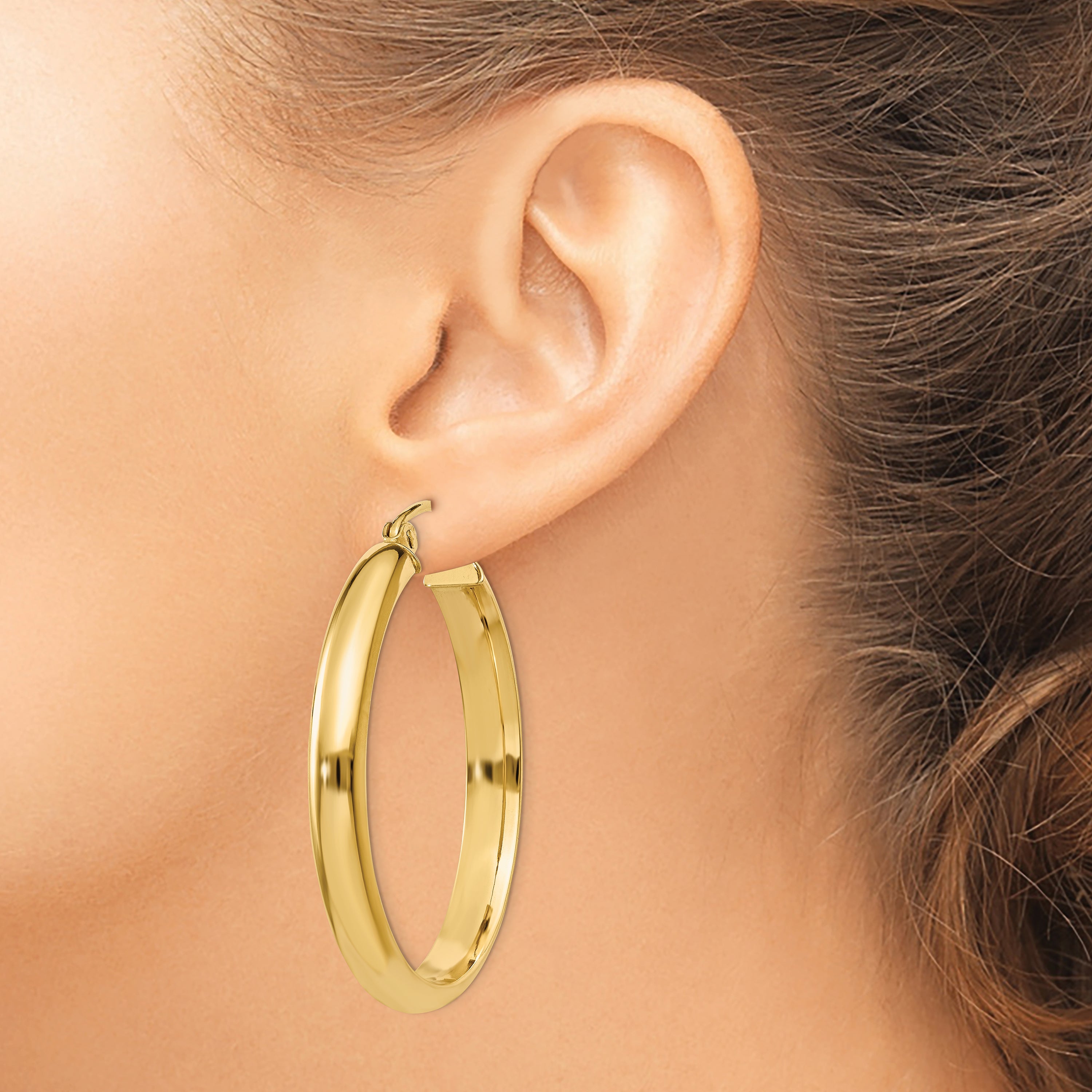 10k Round Tube Hoop Earrings