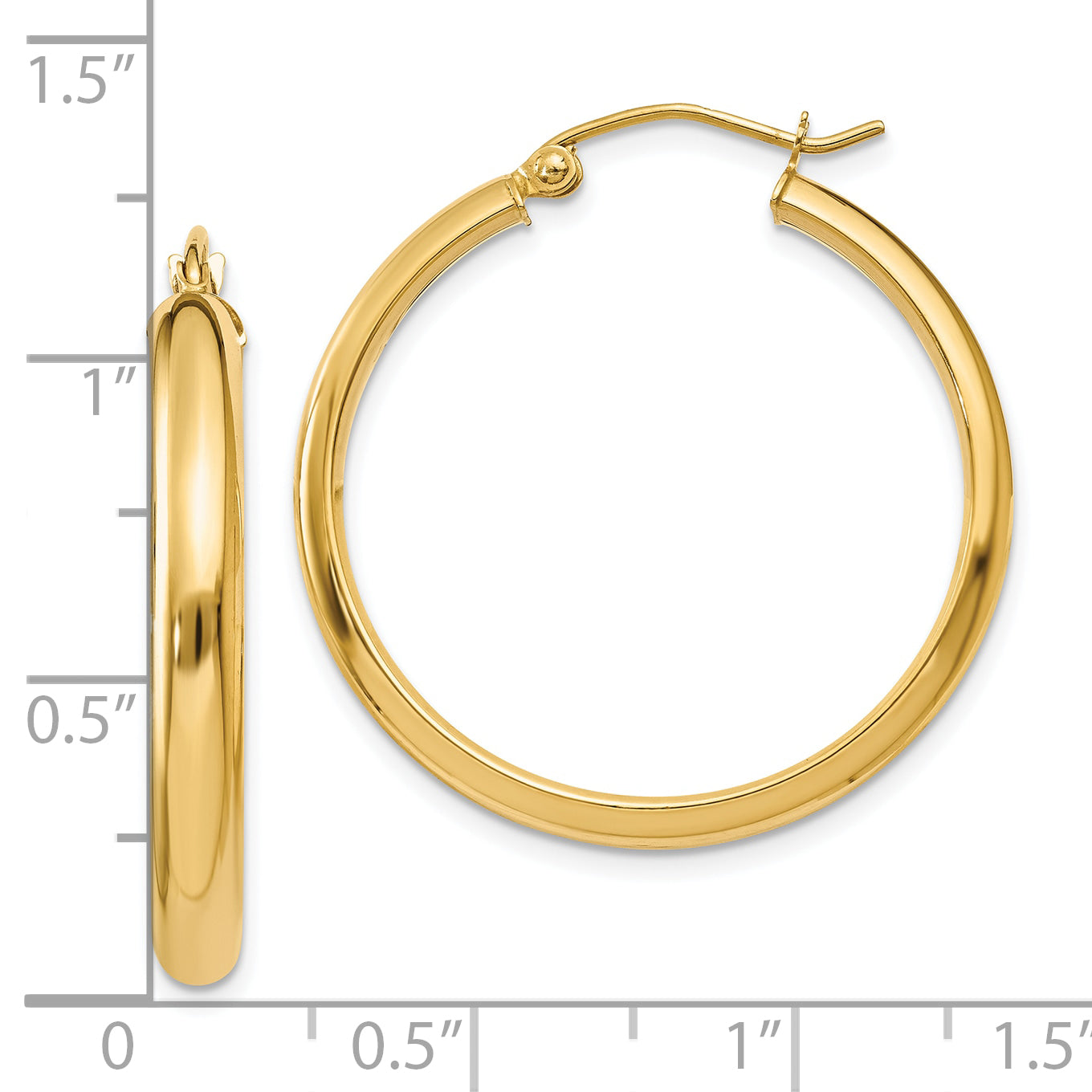 10k Round Tube Hoop Earrings