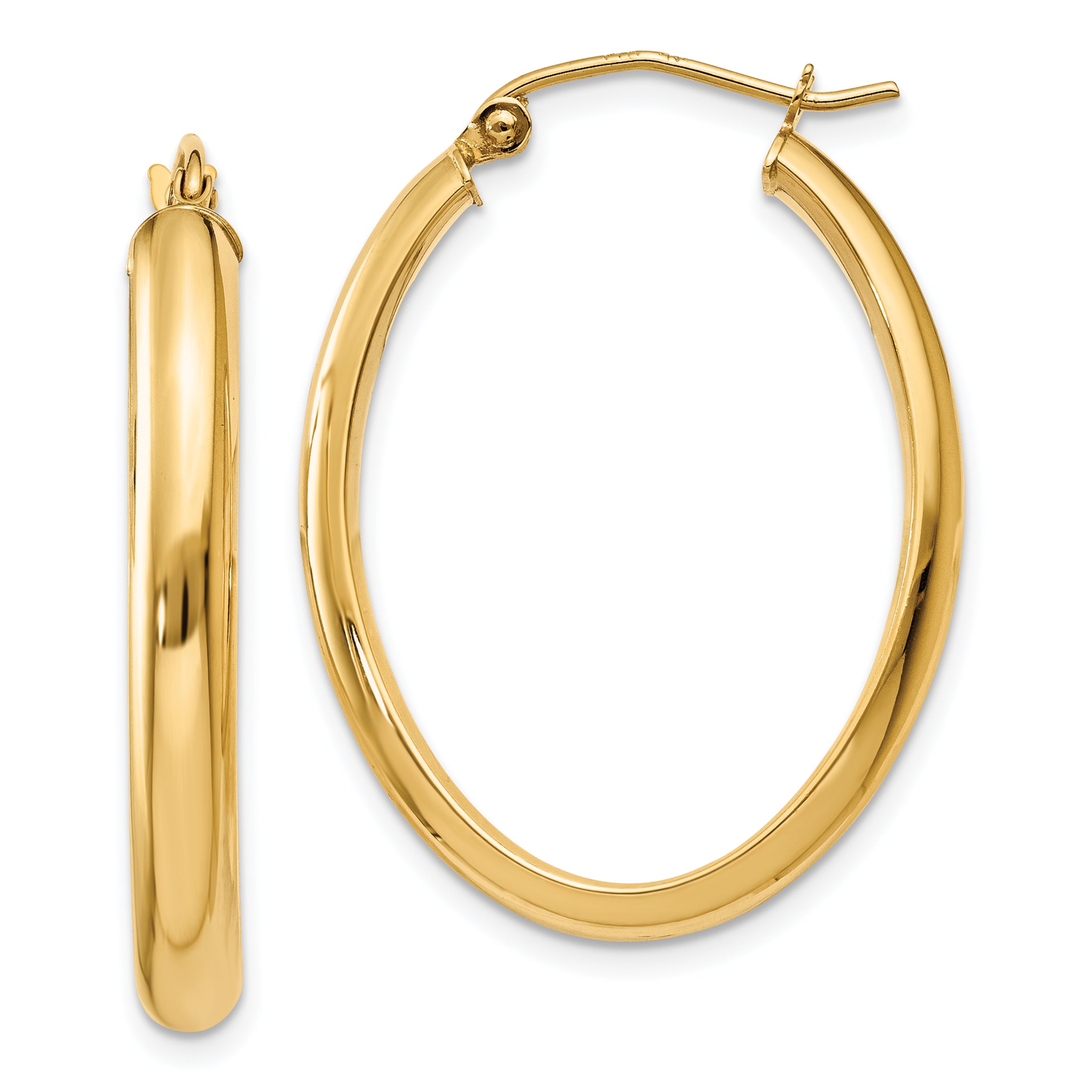10k Polished 3.5mm Oval Hoop Earrings Main image