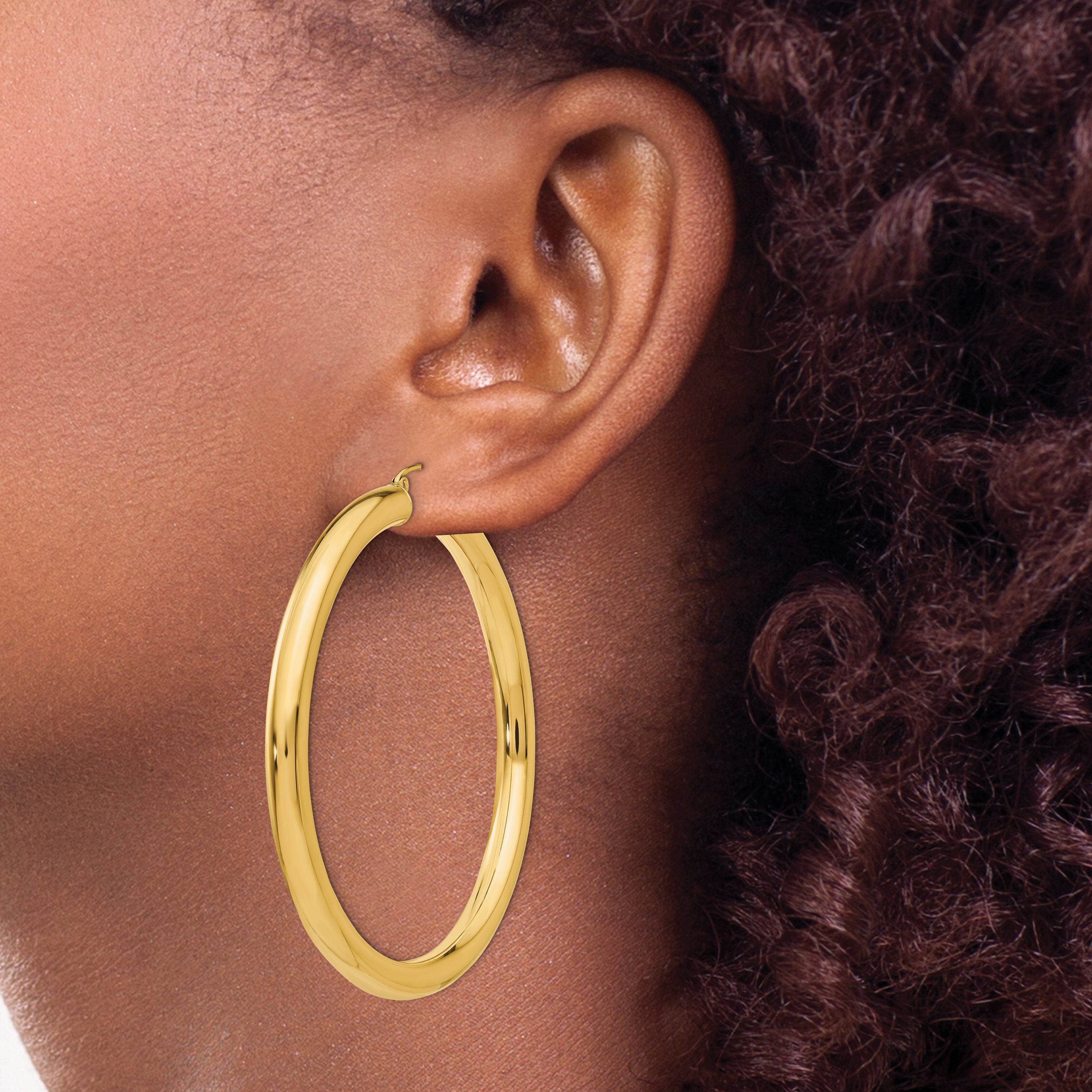 10k Polished 5mm Tube Hoop Earrings