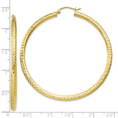 10k Diamond-cut 3mm Round Hoop Earrings