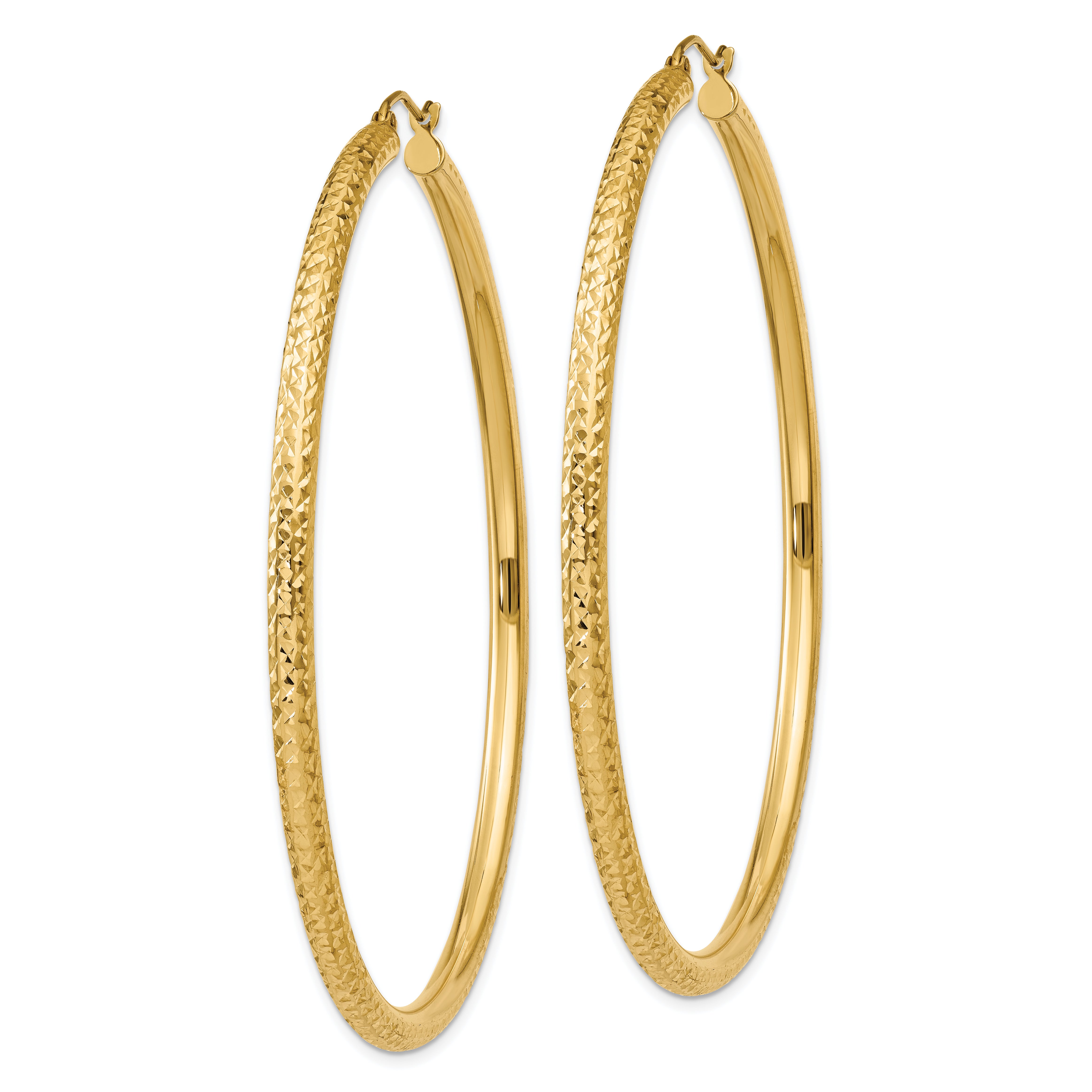 10k Diamond-cut 3mm Round Hoop Earrings