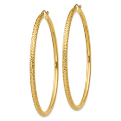 10k Diamond-cut 3mm Round Hoop Earrings
