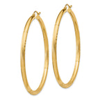 10k Satin & Diamond-cut 3mm Round Hoop Earrings