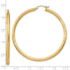 10k Satin & Diamond-cut 3mm Round Hoop Earrings