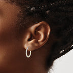 10K White Gold & Yellow Rhodium Diamond Cut Hoop Earrings