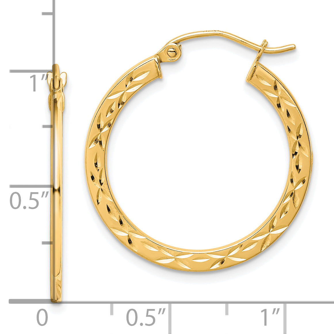 10K Diamond Cut Hollow Hoop Earrings Secondary image