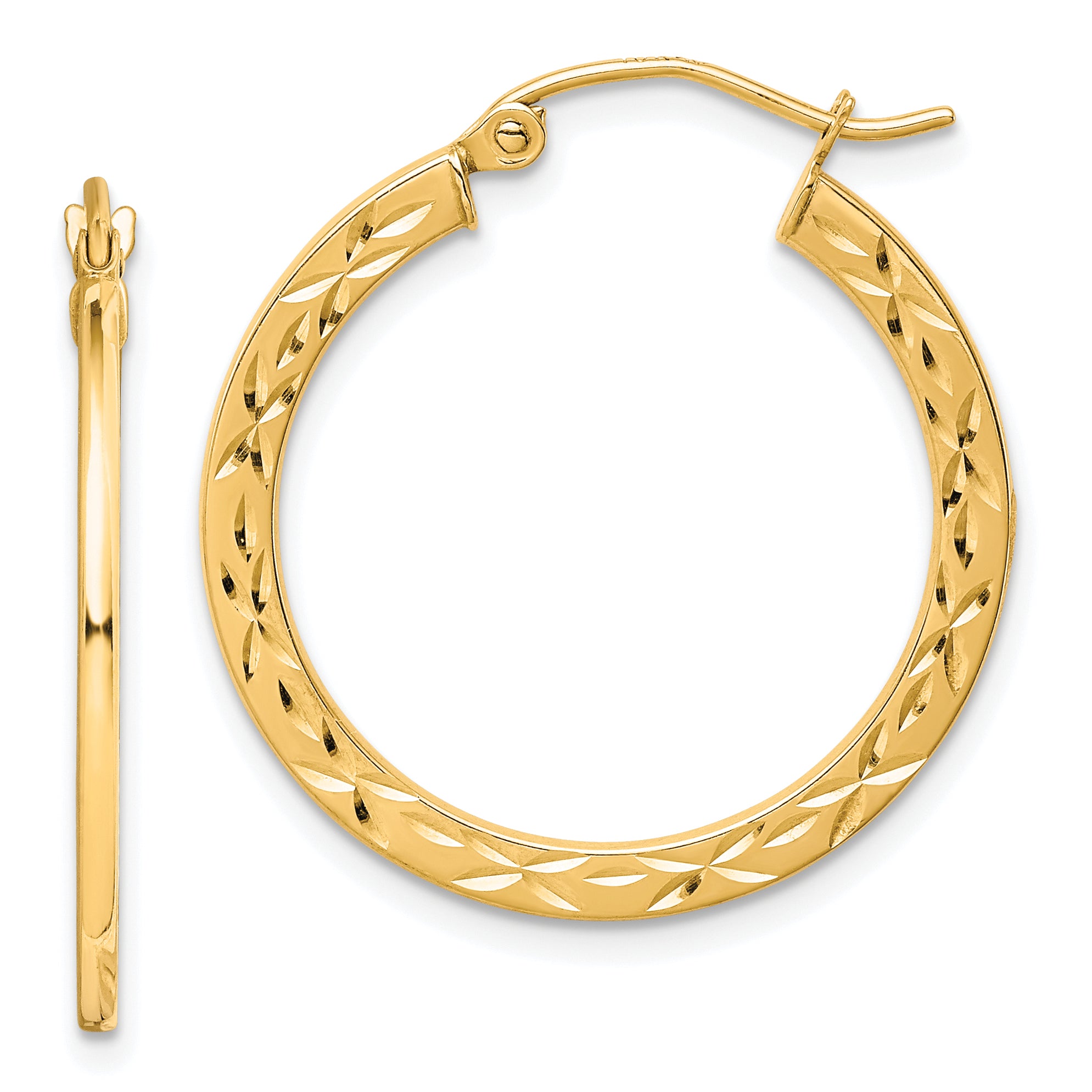 10K Diamond Cut Hollow Hoop Earrings Main image