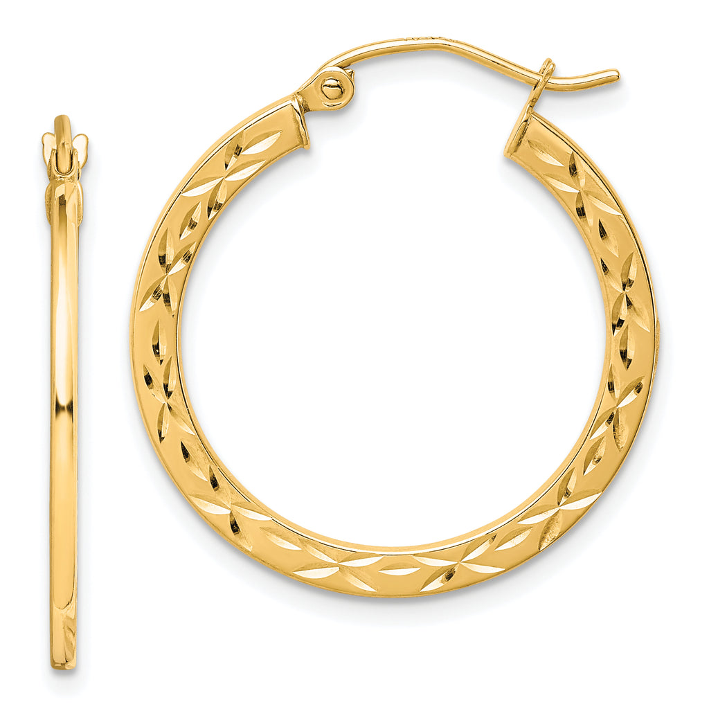 10K Diamond Cut Hollow Hoop Earrings