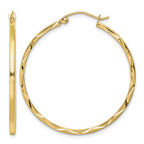 Hoop Earrings in 10K Yellow Gold, 1.5x35mm Diamond-Cut - Sophia Jewelers