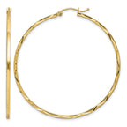 Hoop Earrings in 10K Yellow Gold, 1.5x50mm Diamond-Cut - Sophia Jewelers