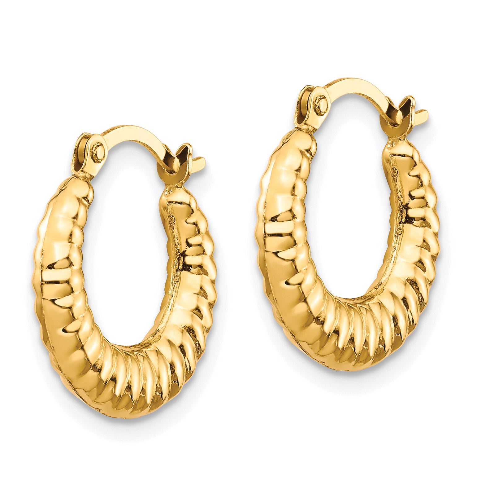 10K Scalloped Hollow Hoop Earrings Secondary image