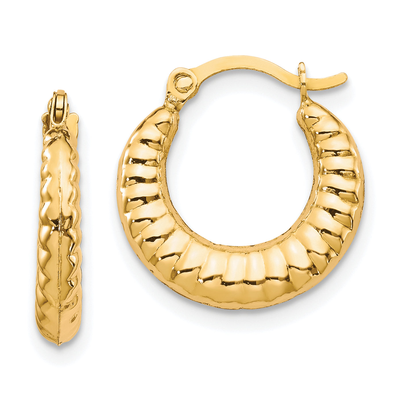 10K Scalloped Hollow Hoop Earrings Main image