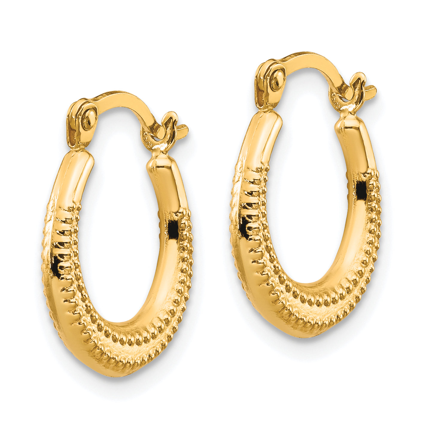 10K Scalloped Textured Hollow Hoop Earrings Secondary image
