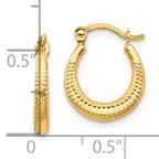10K Scalloped Textured Hollow Hoop Earrings