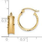 10K Satin Diamond Cut Hoop Earrings