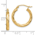 10k Polished 3mm Twisted Hoop Earrings