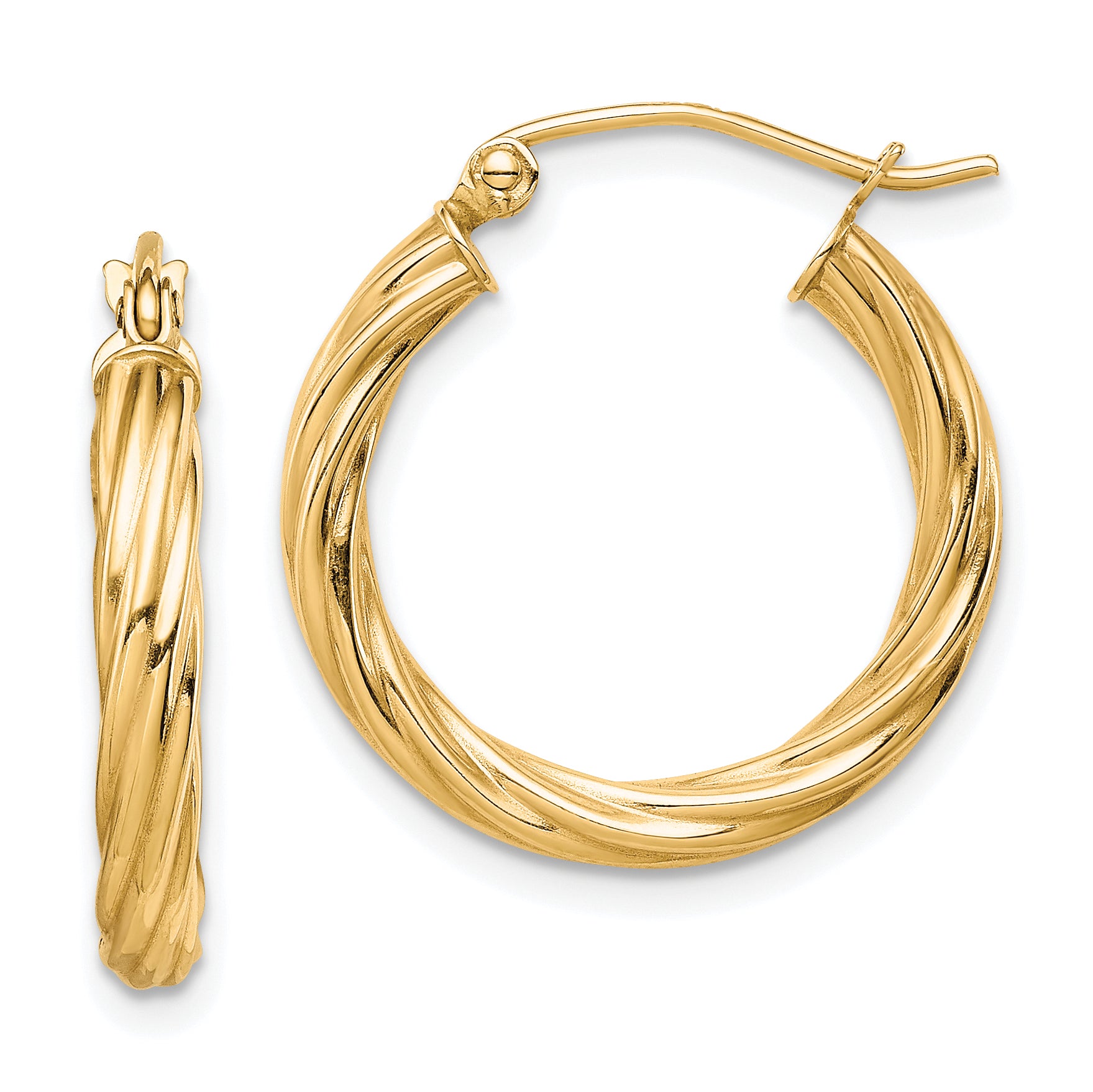10k Polished 3mm Twisted Hoop Earrings Main image