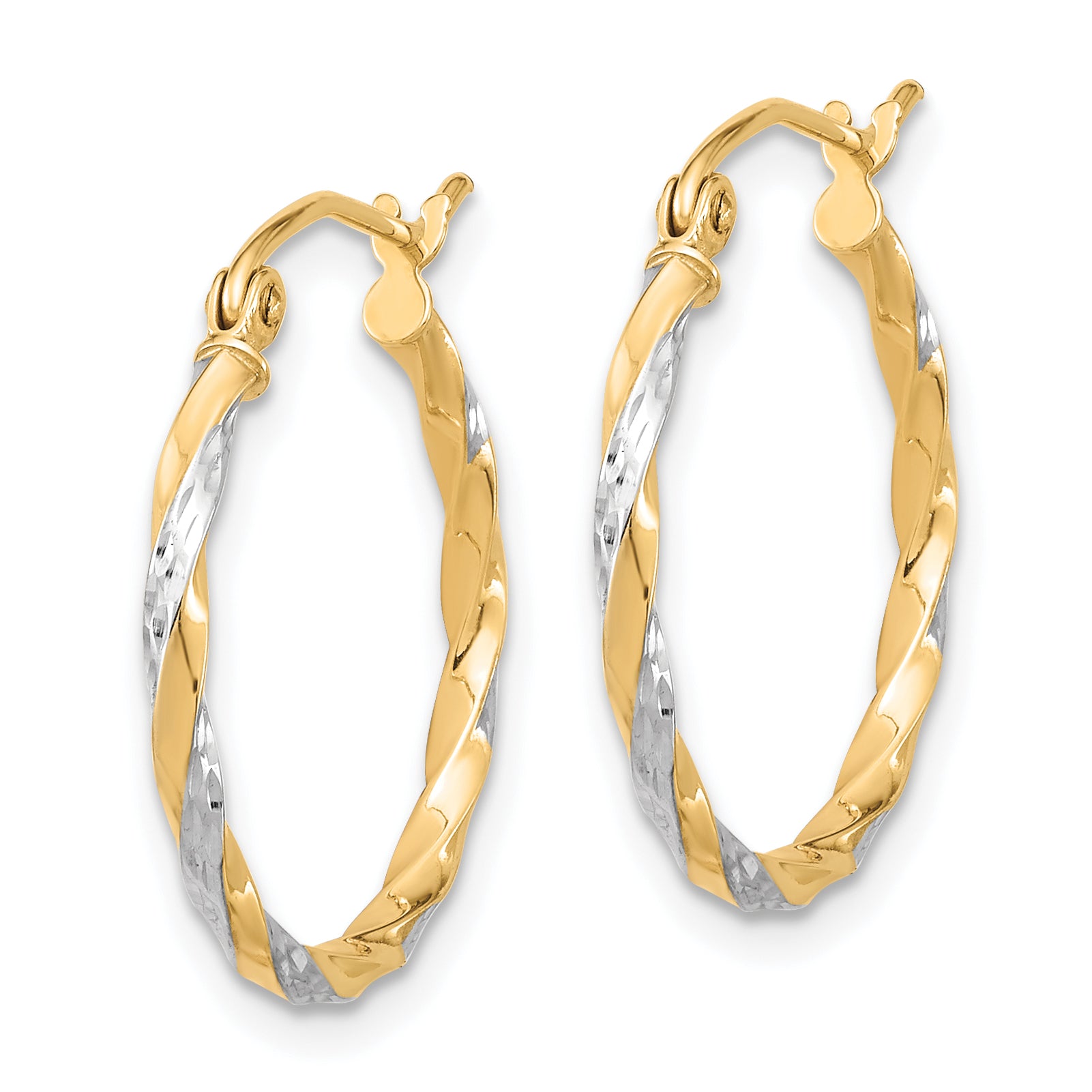 10k & Rhodium Hollow Twisted Hoop Earrings Secondary image