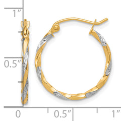 10k & Rhodium Hollow Twisted Hoop Earrings