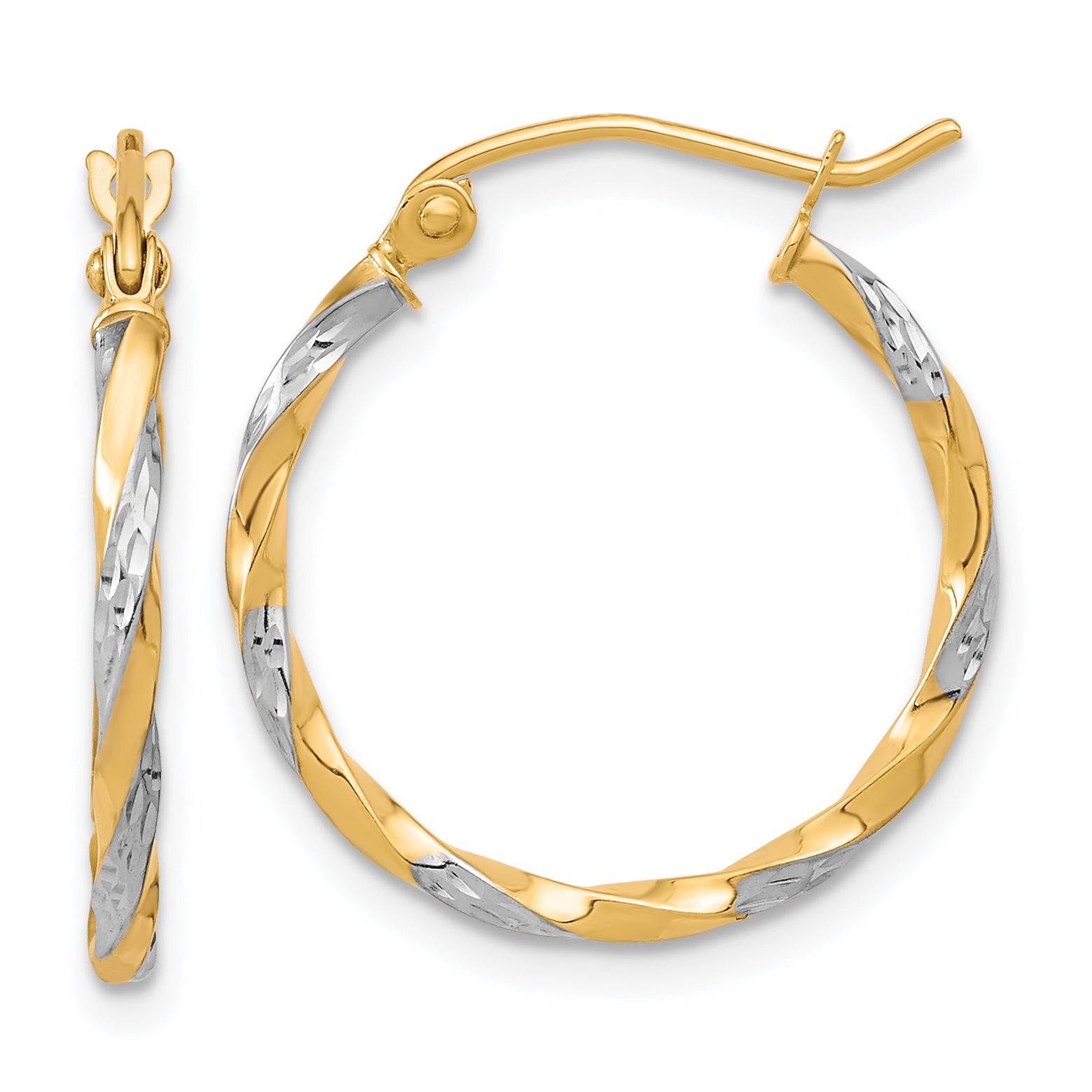 10k & Rhodium Hollow Twisted Hoop Earrings Main image