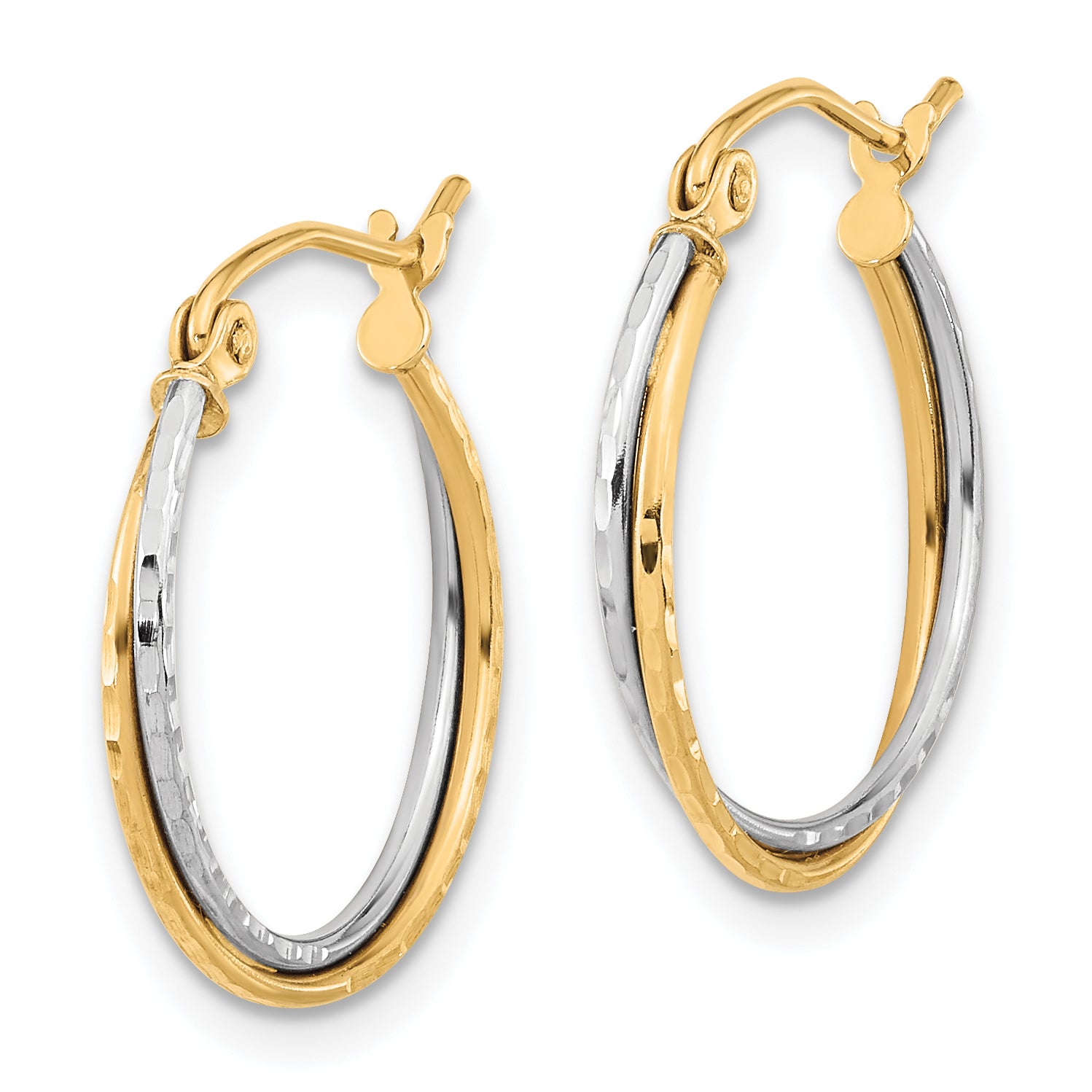 10k Two-tone Diamond Cut Twisted Hoop Earrings Secondary image