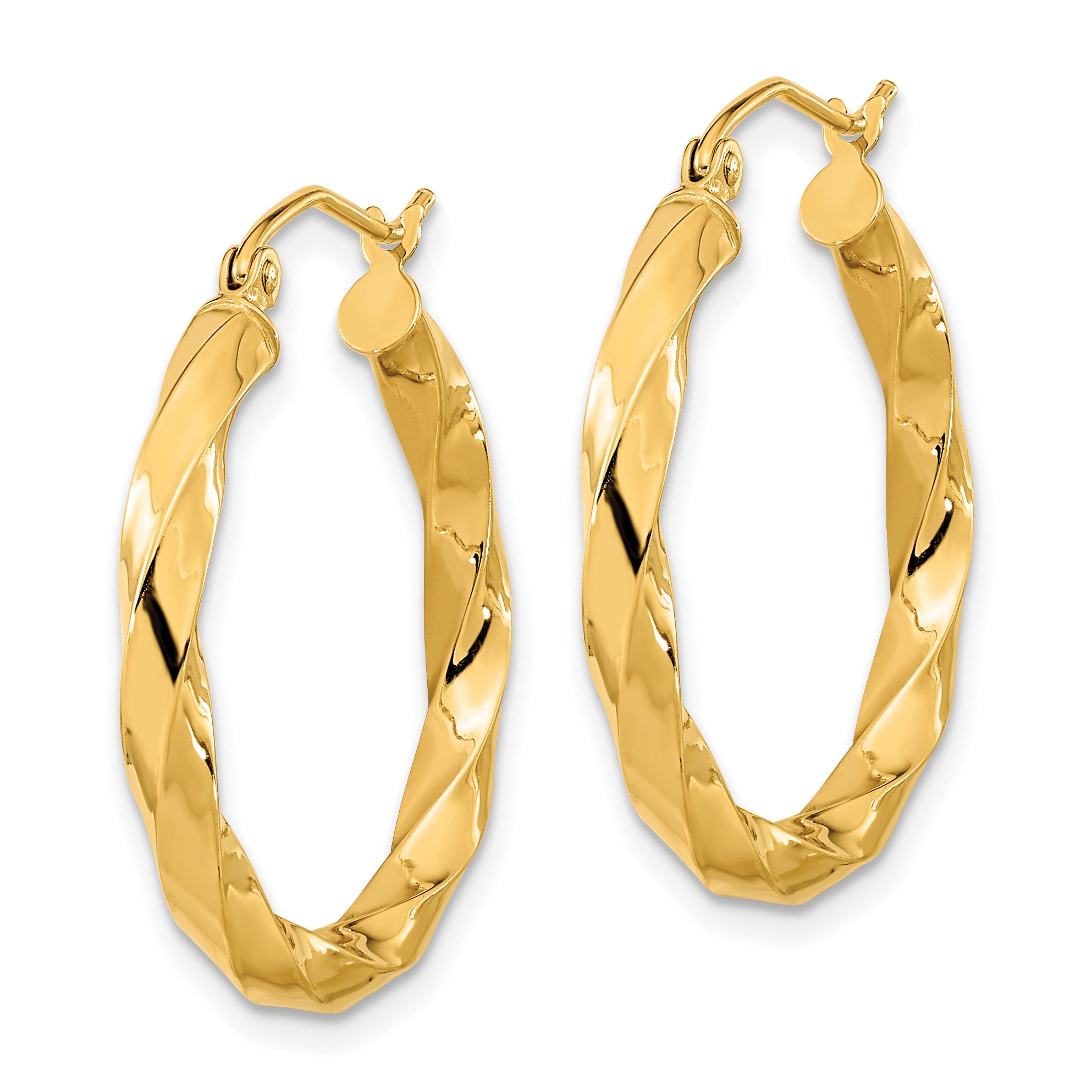 10k Polished 3mm Twisted Hoop Earrings Secondary image