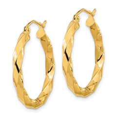 10k Polished 3mm Twisted Hoop Earrings