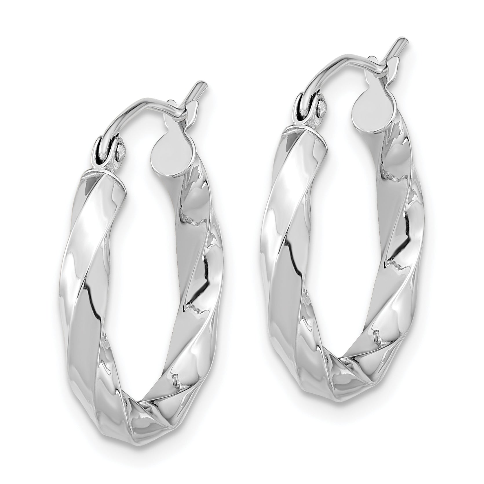 10k White Gold 3mm Twisted Hoop Earrings Secondary image