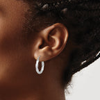 10k White Gold 3mm Twisted Hoop Earrings