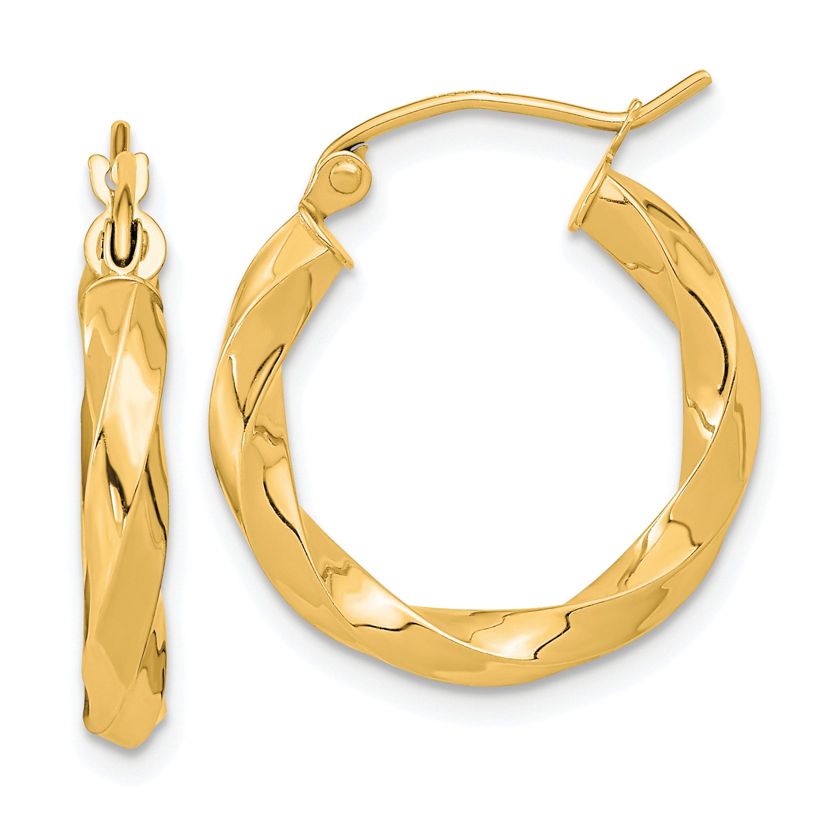 10k Polished 3mm Twisted Hoop Earrings Main image